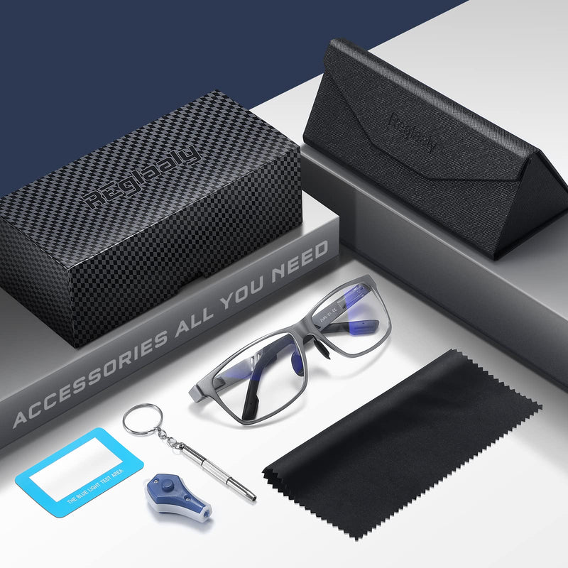 Blue-Light-Blocking-Glasses Men/Women Gaming Glasses Computer Screen Eyeglasses Metal Frame A1-metallic Gray - BeesActive Australia
