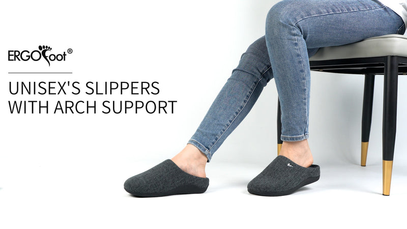 ERGOfoot Orthopedic Arch Support Slippers Women Men 11 Women/10 Men Grey