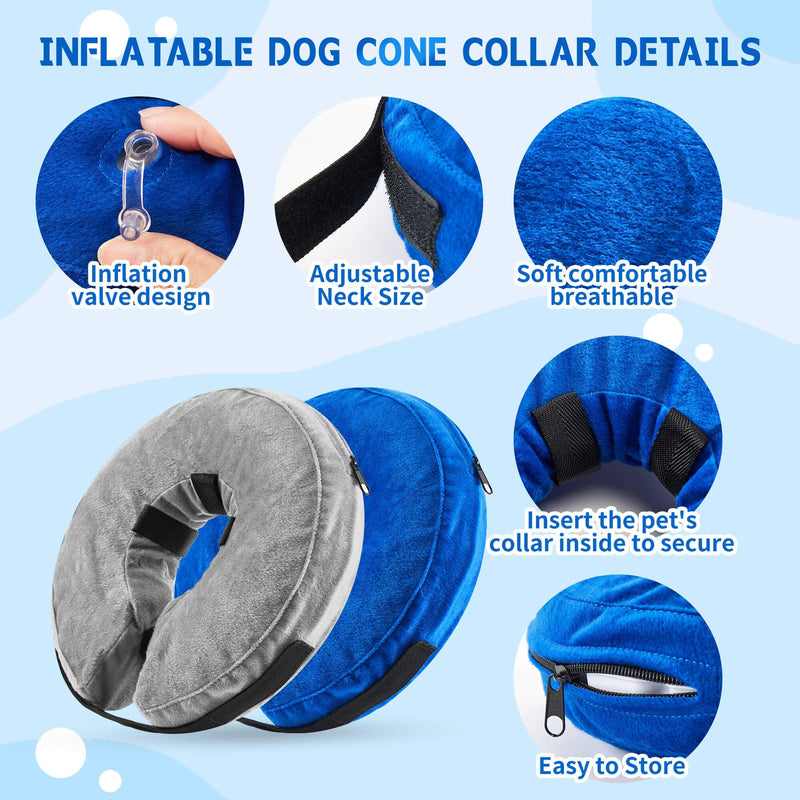 Inflatable dog collar, adjustable dog collar, leak protection, protective collar, dog collar, soft neck collar for dogs that does not block the view for recovery after operations or wounds, gray L [neck: 38 cm - 50 cm] L - BeesActive Australia