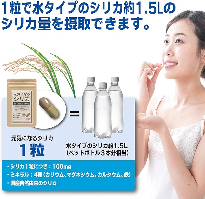 Save 200 yen for 2 bags! Rejuvenating Silica 30 Days Highly Concentrated Silica (Silicon) 3000mg Domestic Pesticide Free 4 Essential Minerals Water Soluble Silica (Vegetable) - BeesActive Australia