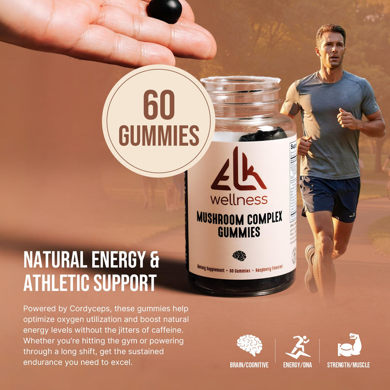 10-in-1 Mushroom Gummies - Lions Mane - Raspberry 60ct | Cordyceps Reishi Lion’s Mane 10-in-1 Blend, Immune Support, Focus & Memory, Energy & Endurance, Antioxidants, Vegan Non-GMO