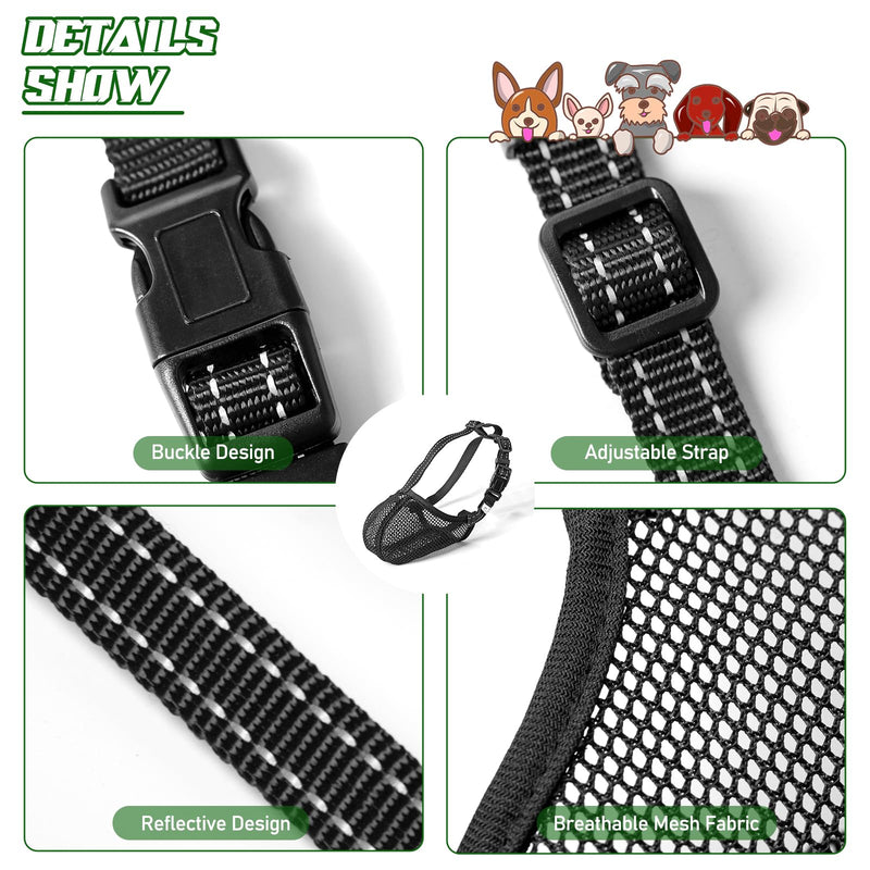 ILEPARK Muzzle for Dogs, Soft Mesh Muzzle for Puppies Small Medium Large Dogs, Muzzle Anti-Bite Anti-Chew (XL, Black) XL - BeesActive Australia