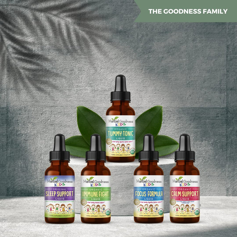 Herbal Goodness Kids Focus and Attention Supplements 1oz, Ashwagandha | Moringa, Herbal Blends, Cognitive Support, Non-GMO Liquid Vitamins for Concentration, Mood & Brain Health, Made in USA