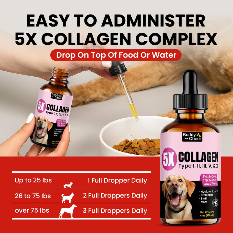 Dog Collagen Drops – 4oz Liquid Supplement for Mobility, Coat Health, and Skin Nourishment