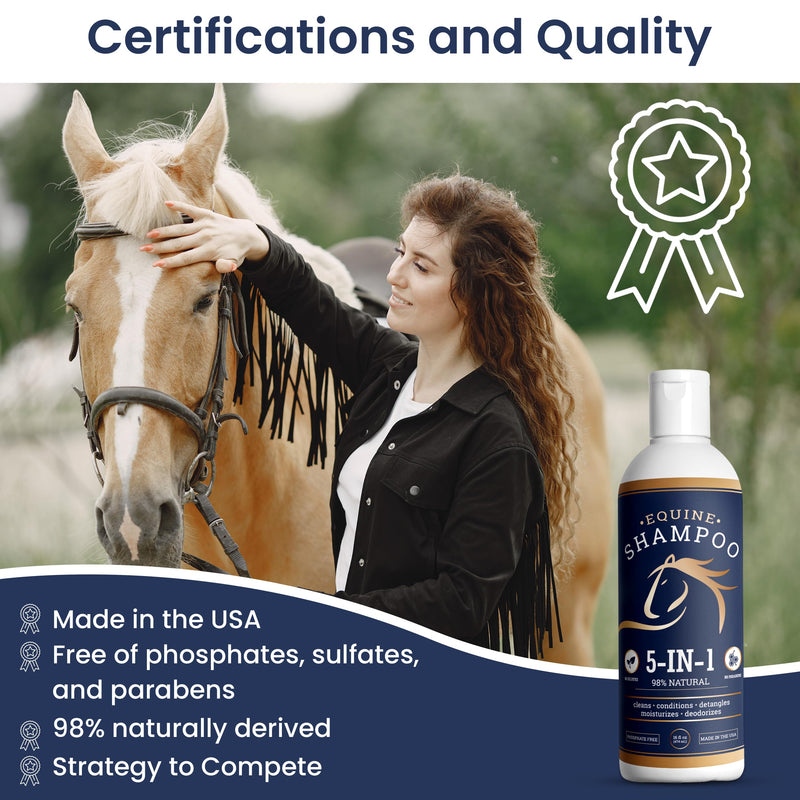 Horse Shampoo and Conditioner Premium 5-in-1-98% Natural, Cleans, Conditions, Detangles, Moisturizes & Deodorizes - Horse Mane and Tail Shampoo, Horse Whitening Shampoo, Shampoo Horse Oil - BeesActive Australia
