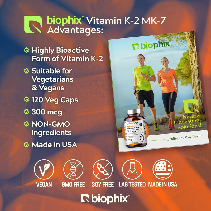 biophix Vitamin K2 MK-7 300mcg, 120 Vegan Capsules – High-Potency Supplement for Bone Strength and Immune Health 120 Count (Pack of 1)