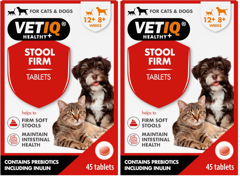 VETIQ Stool Firm Tablets For Cats & Dogs, Contains Kaolin, Pectin & Pumpkin to Help Improve Stool Firmness & Aids Intestinal Health, 45 Tablets (Pack of 2) 45 Count (Pack of 2) MCH0245 Vetiq Stool Firm