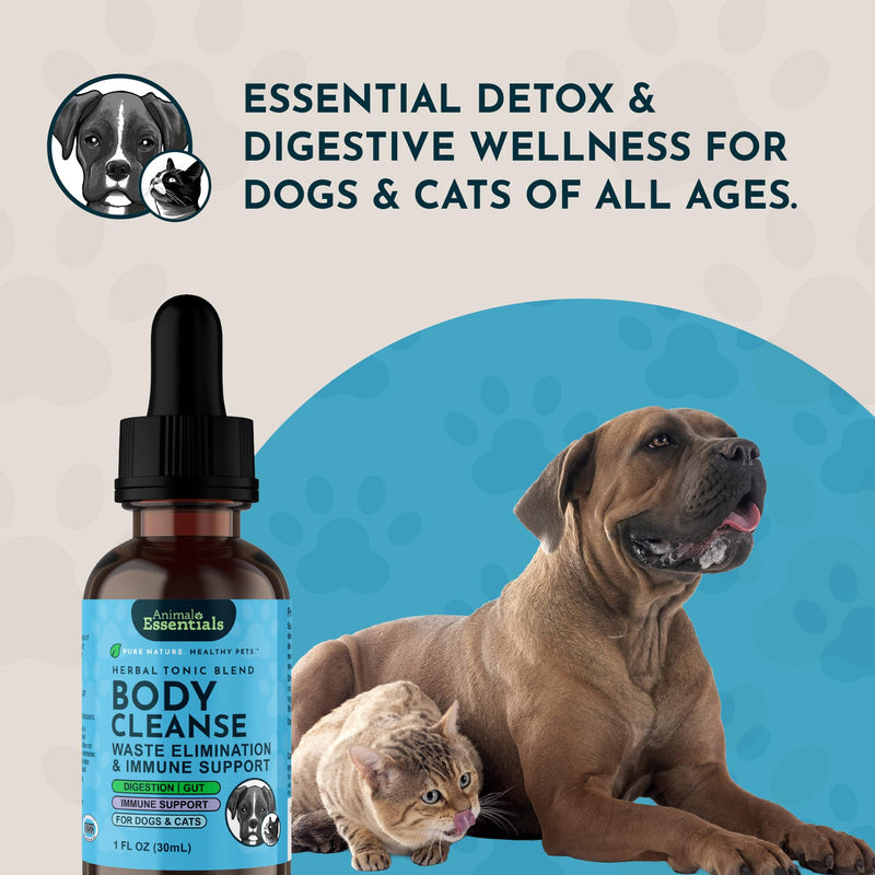Animal Essentials Body Cleanse Liver Support for Dogs & Cats, 2 fl oz - Made in USA, Alcohol Free, Healthy Immune System 2 Fl Oz (30 ml)