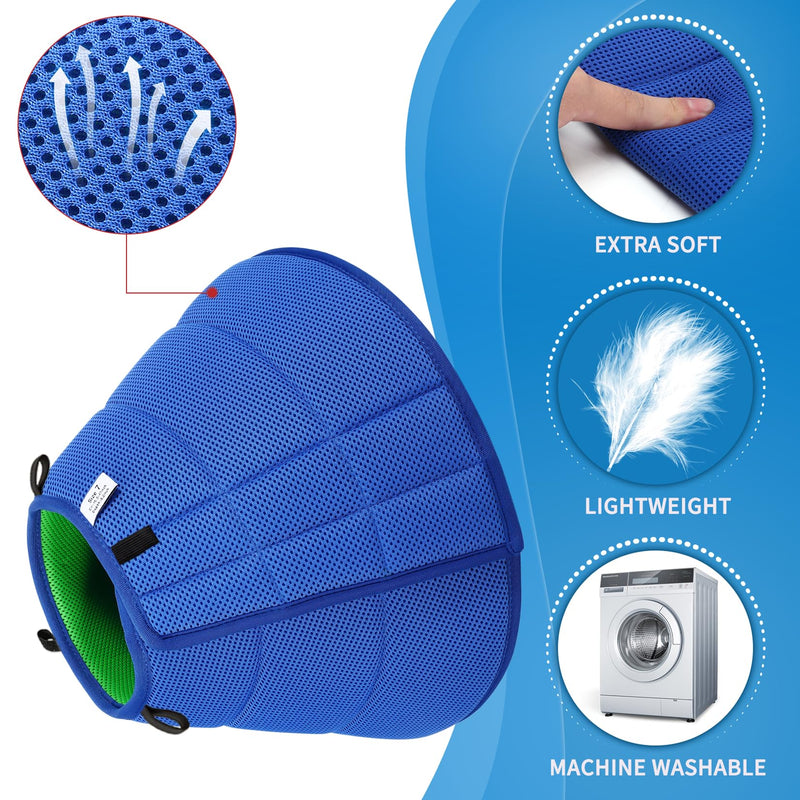 Collar Dog Soft, Dog Collar Leak Protection, Breathable Neck Brace for Dogs, Adjustable Protective Collar Leak Protection Dog, Lightweight Neck Collar Dog, Funnel Dog (Size 8, Blue) Size 8 (Neck: 40.6 cm - 48.5 cm) - BeesActive Australia