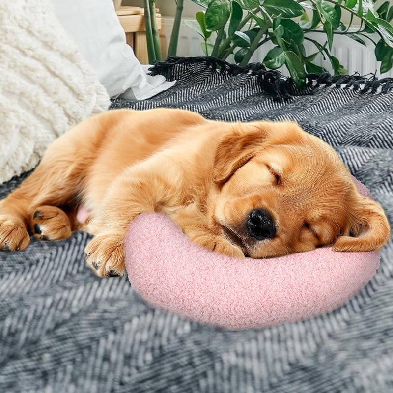 3 Packs Cat Pillows for Indoor Cats, Ultra Soft Fluffy Cat Calming Pillow, Half Donut Cudd ler with Cute Embroidery Pattern Providing Support of Pet Neck, Machine Washable