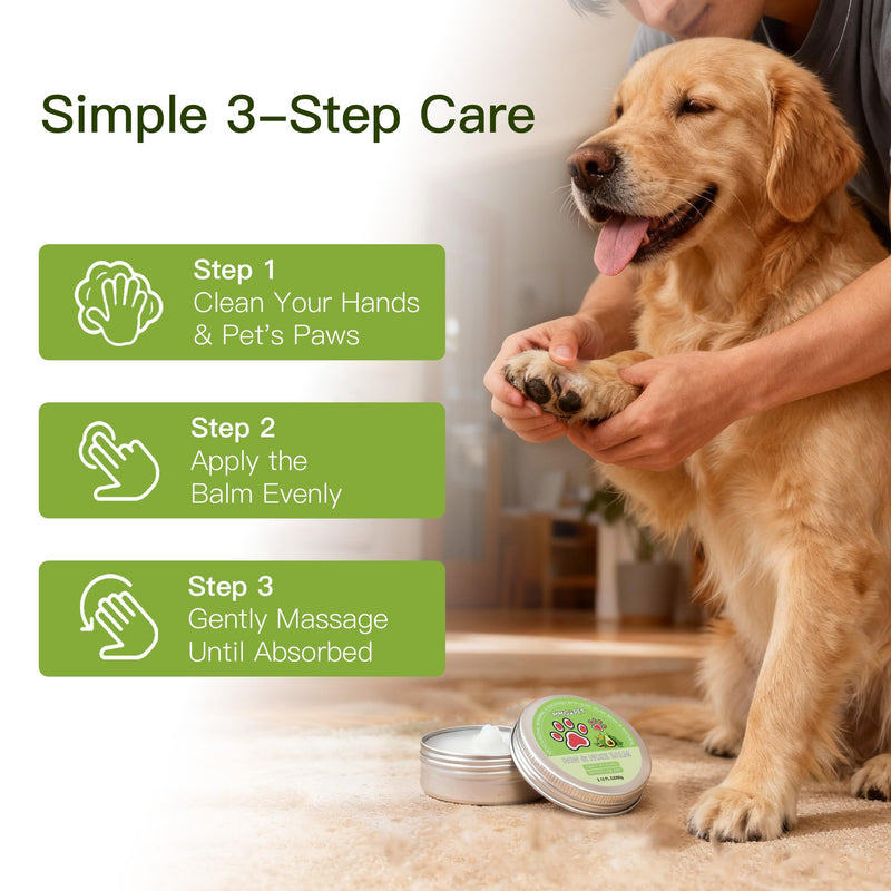 Paw Balm for Dogs and Cats, Paw Pad Balm with Avocado Oil & Witch Hazel, 2.1 oz Beeswax Paw Cream for Dry, Cracked Pads, Lick-Safe Pet Paw Care - with 2 Pack Pet Wipes 2.1 oz +2-pack pet wipes