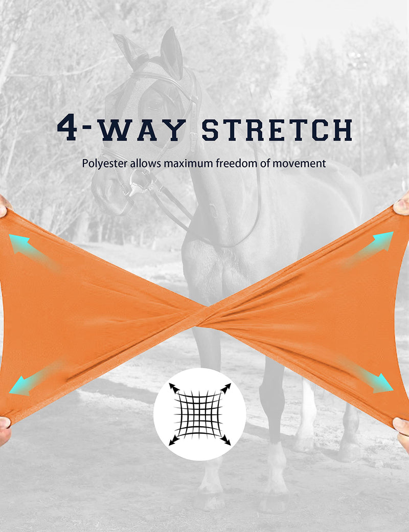 Horse Fly Mask with Ears, UV Protection Fly Mask for Horses, Elasticity Fly Mask with Big Mesh Eye Covers, Snug Fitting Comfortable Breathable Lightweight Fly Mask Horse Red Orange Full Large - BeesActive Australia