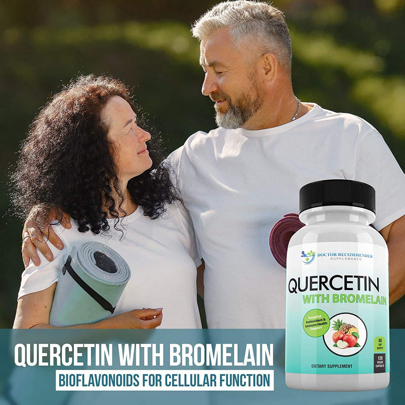 DOCTOR RECOMMENDED SUPPLEMENTS Quercetin 800mg w/Bromelain 165mg Per Serving- 120 Veggie Capsules-Full 60 Day Supply, Vitamin Supplement & Bioflavonoids, Gluten Free, Non-GMO (Pack of 2) 120 Count (Pack of 2) - BeesActive Australia