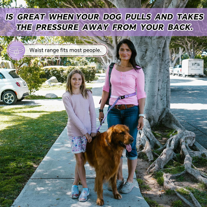 Hands Free Dog Leash, Adjustable Heavy Duty Bungee Waist Leash Belt for Medium Large Dogs Walking Running Hiking with Reflective(Purple) Purple - BeesActive Australia