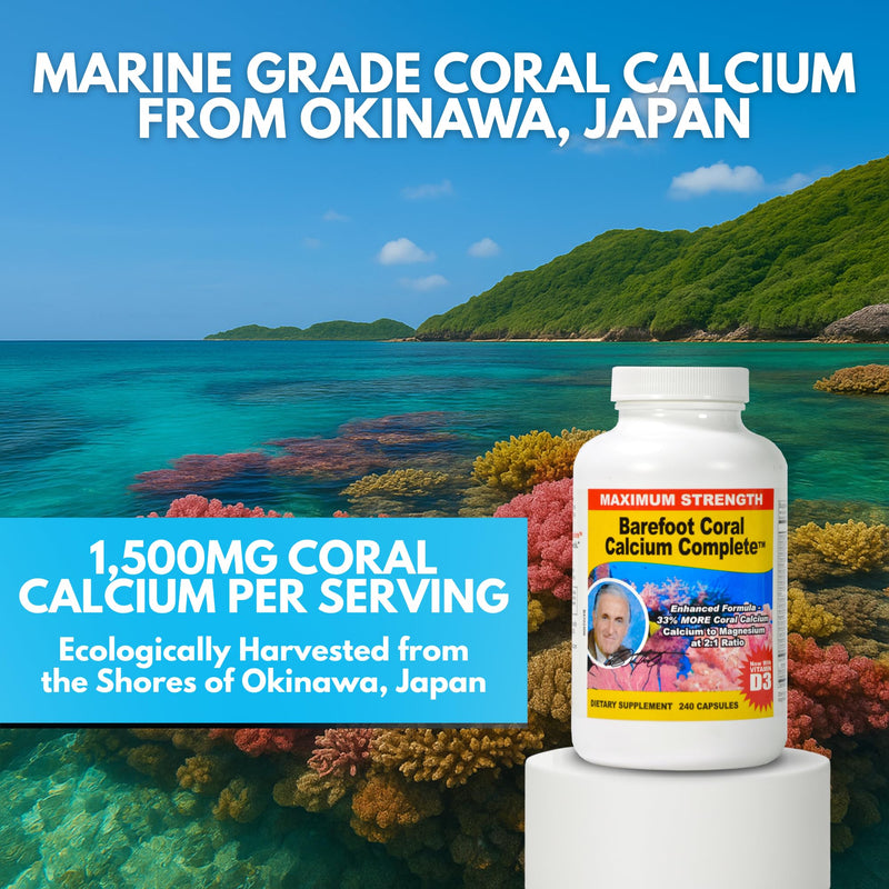 240 Capsules - Coral Calcium 1500mg | Calcium, Magnesium, Vitamin D3 & 72 Trace Minerals - Bone Health - Developed by Bob Barefoot 240 Count (Pack of 1)