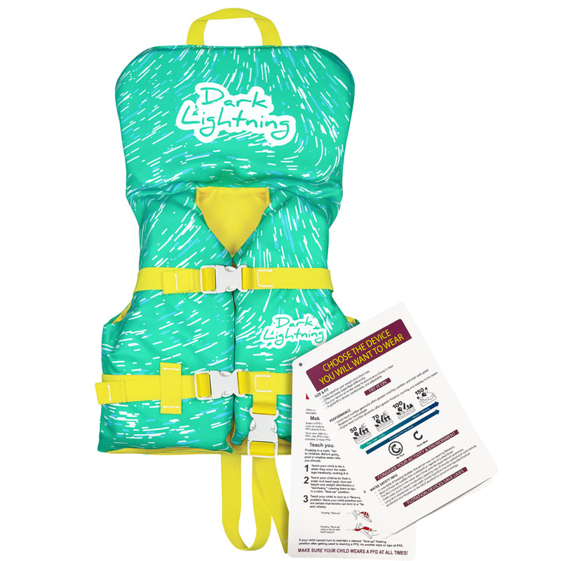 Dark Lightning USCG Approved Infant Life Jacket 0-30 lbs, Swim Vest for Baby/Toddlers 1-3 Year Old 20-30 lbs,Toddler Floaties for Pool Swimming,Boating,Beach,Puddle infant vest (0-30lbs) - Green