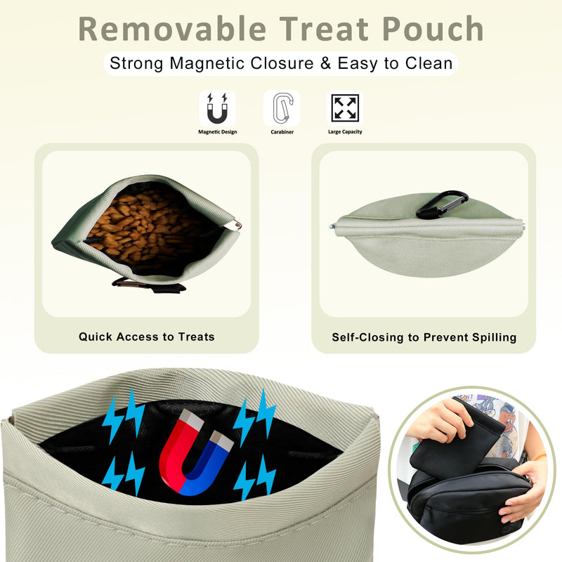 Puppy Dog Treat Pouches for Pet Training Treat Bag for Dog Training, Dog Walking Fanny Pack with Carabiner, Built-in Poop Bag Dispenser & Reuse Dog Poop Bag Holder, Puppy Pet Treat Waist Belt (Green) Green - BeesActive Australia