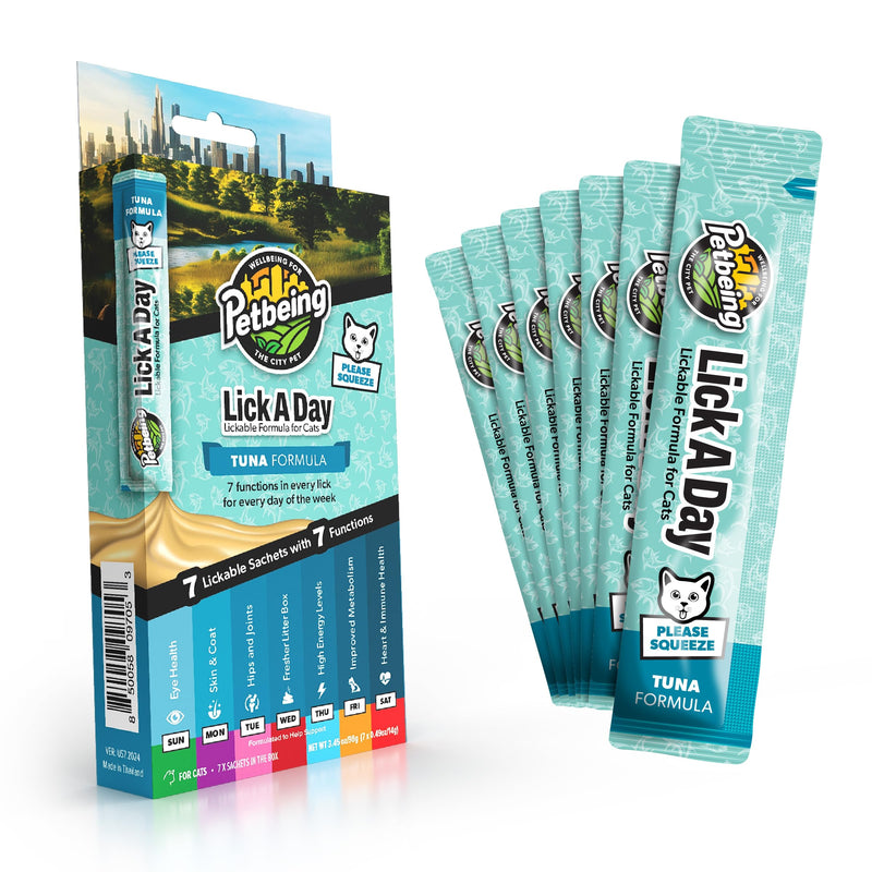 Lick a Day | Specially Formulated 7-in-1 Functions Daily Real Meat Lickable Cat Supplemets | Tasty Cat Puree Squeeze ups for Cats & Pet Vitamins Combination (7-Pack x 4, Chicken & Tuna) Mix of Chicken & Tuna