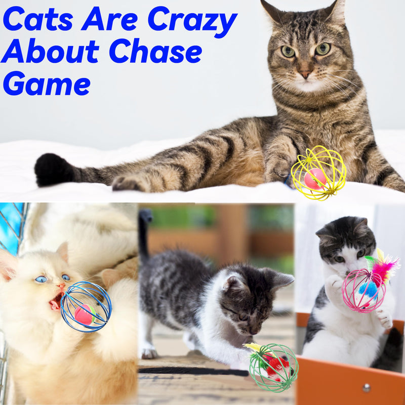 Cat Toys 6 Packs Cat Ball Toys, Metal Cage Balls with Mice & Bells, Cat Toys for Indoor Cats and Kitten, Interactive Cat Toys Cat Bell Balls, Mouse Toys, Kitten Toys Promote Physical Exercise - BeesActive Australia