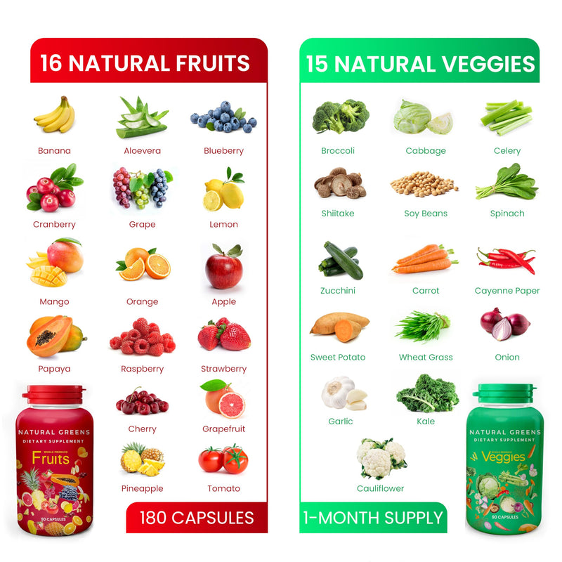 Fruits and Veggies Whole Produce Dietary Supplement | 90 Fruit, 90 Veggies