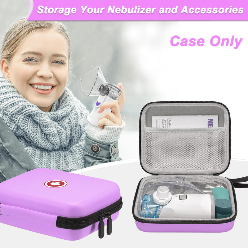 Carrying Case for Portable Nebulizer, Travel Medical Bag, Hard Emergency Medical Bag for Inhaler Spacer Case for Adults(Bag Only) (Purple)