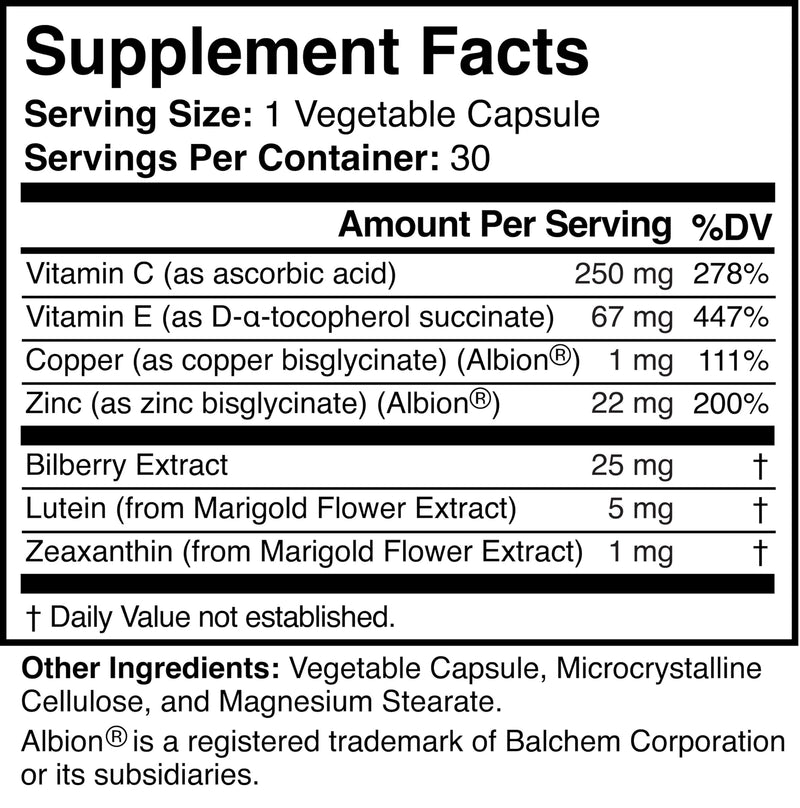 Natural Eye and Vision Supplement - Non-GMO, Vegan, Gluten-Free - BeesActive Australia