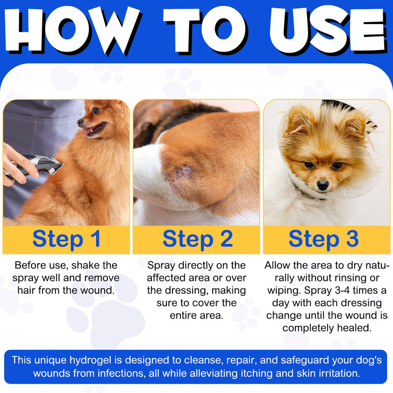 Dog Wound Healing Spray, Wound Healing And Skincare, Antimicrobial Spray, Reduce Itching And Skin Irritation, All Ages & Breeds 100Ml (Dog) Dog
