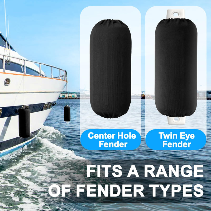 Boat Fender Covers, Boat Bumper Covers for Center Rope Tube Style Fenders, Several Size Marine Fender Covers (Boat Fender Not Included) 9" x 26" 2