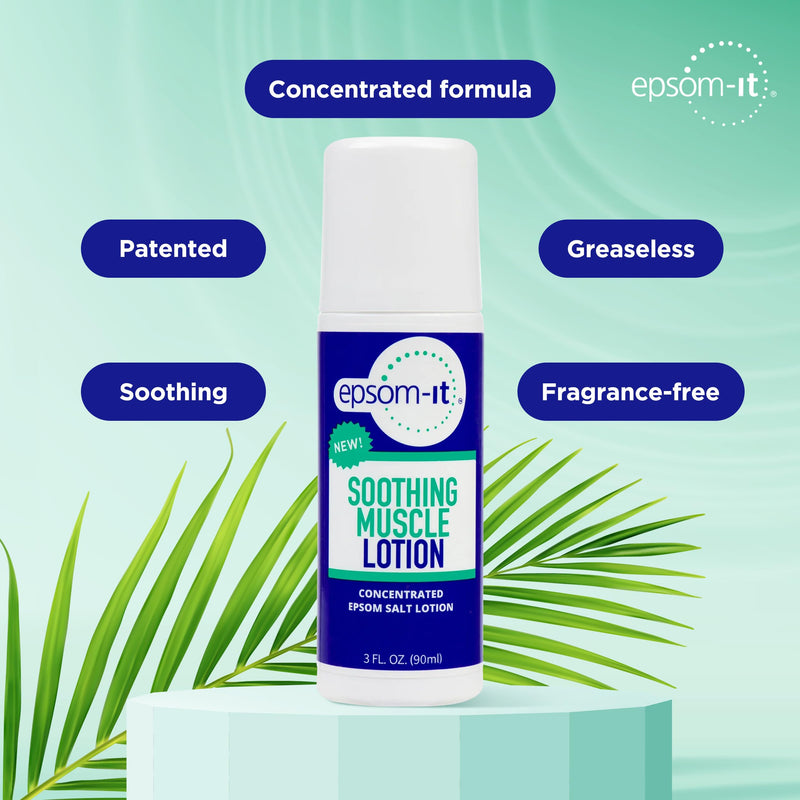 Epsom-It Soothing Muscle Lotion - Roll On Epsom Salt Lotion with Arnica for Muscle Stiffness, Leg, Knees and Feet Discomfort, Topical Magnesium Cream, 3oz 3 Fl Oz (Pack of 1)