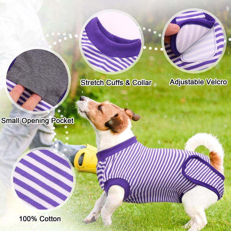 Hjumarayan Dog Bodysuit after Surgery - Dog Bodysuit after Castration Male Breathable Surgery Body Dog Castration Female Dog with Velcro Dog Body Surgery Female Alternative to the Annoying Neck Brace, Purple Striped M - BeesActive Australia