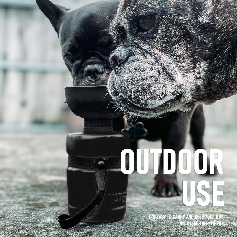 Portable Dog Water Bottle with a Foldable Bowl 2-in-1 Design, Leak-Proof Dog Water Bowl Dispenser Suitable for Outdoor Dog Walking, Hiking, and Traveling. BPA Free, 14oz Black 3G Black - BeesActive Australia