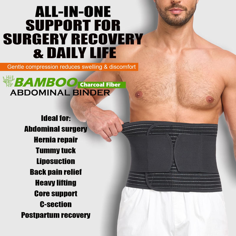 Abdominal Binder for Men and Women ‚Äì Post Surgery & Postpartum Recovery Hernia Support Belt Waist Trainer for Men Adjustable Compression Wrap (Black,L) Black Large - BeesActive Australia