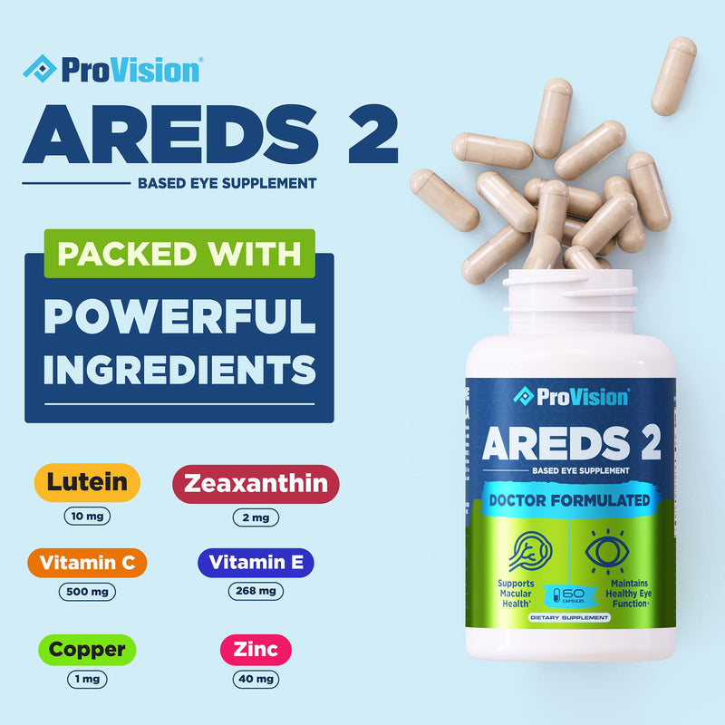 Provision AREDS 2 Eye Vitamins - Enhance Vision Supplements - Lutein Zeaxanthin Vision Complex - 60 Eye Supplement Capsules - BeesActive Australia