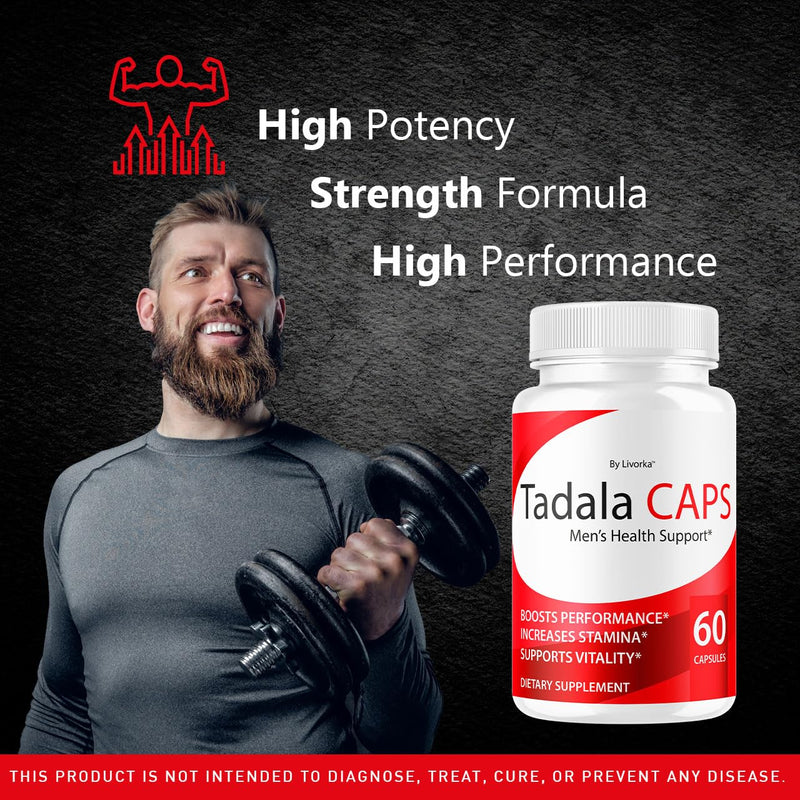 TadalaCaps Health Support, Original Tadala Caps Pills Formula All Natural Premium Advanced Formula, TadalaCapsules - Maximum Strength, Daily Nutrition Multivitamin, 60 Capsules for 1 Month