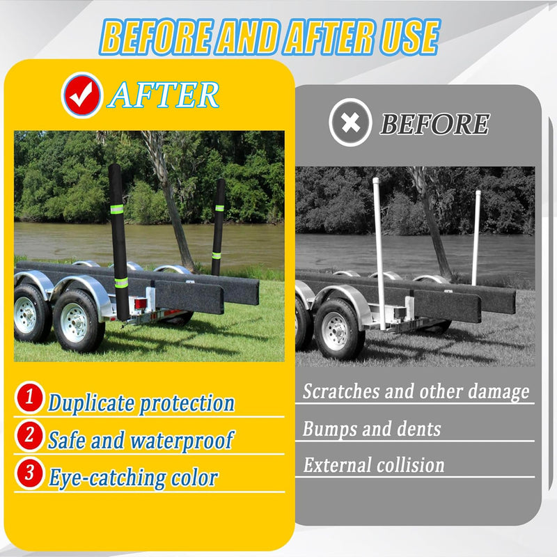 60 Inch Thickened Foam Boat Trailer Guide Pole Pad and Cover with Capped End and Reflective Stripe for Ski Boat, Fishing Boat or Sailboat Trailer 60in - BeesActive Australia