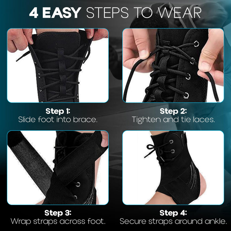 Ankle Brace lace up Stabilizers Adjustable Ankle Support for Sports Protect, Sprained Ankle, Ligament Damage, Injury Recovery (Medium Size) Spring Support (Soft) Medium - BeesActive Australia