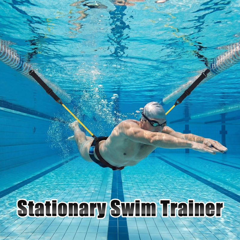 Outus Stationary Swim Trainer Swim Training Belt with 2 Bungee Cords, 2 Adjustable Buckle Straps, Mesh Storage Bag, Swimming in Place Harness for Swimming Pool Aquatic Resistance Water Exercise - BeesActive Australia