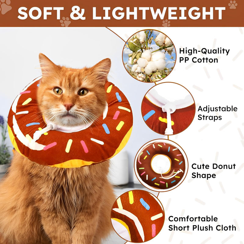 AHEJIOO Cat Neck Brace, Adjustable Cat Collar, Cat Neck Brace, Neck Brace for Cats, Cat Neck Brace, for After Surgery, for Small Dogs and Cats (Brown Donut, M) - BeesActive Australia