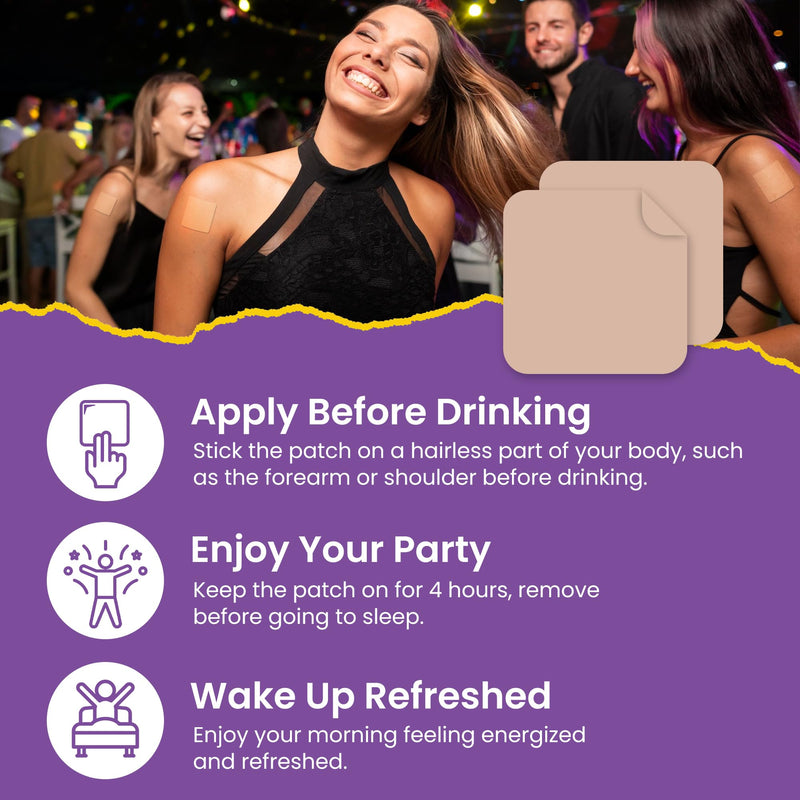 Recovery Patches 60 Pack - Wake Up Refreshed & Energized with Our 100% Natural Ingredients Patch for Party - Skin-Friendly & Waterproof - Apply Before Drinking - Enhanced Morning Formula 60 Patches