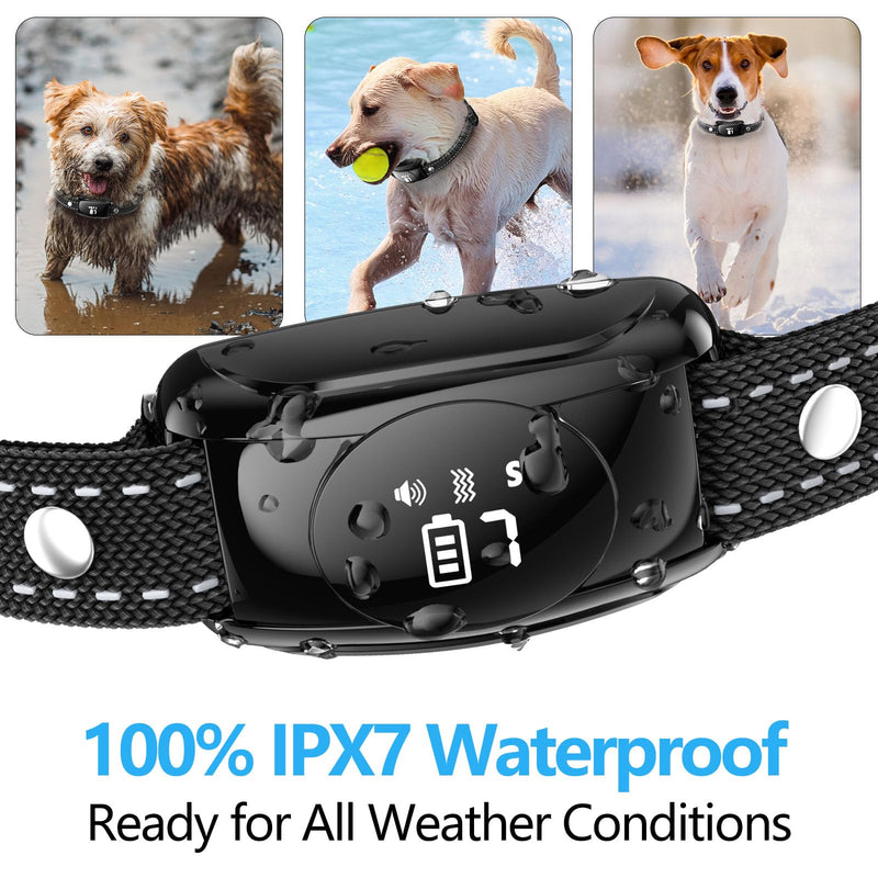 No Shock Dog Bark Collar, Dog Training Collar with Remote, Bark Collar with 7 Adjustable Sensitivity Beep Vibration, IPX7 Waterproof Bark Collar for Large Dog, Medium & Small Dog Indoor & Outdoor Use Black - BeesActive Australia