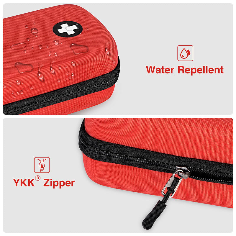Epipen Medical Carrying Case, Hard Shell EVA Shock Absorption Travel Medication Organizer Bag Emergency Medical Pouch Holds 3 EpiPens, Asthma Inhaler, Allergy Medicine Essentials, Large (Red) Red - BeesActive Australia
