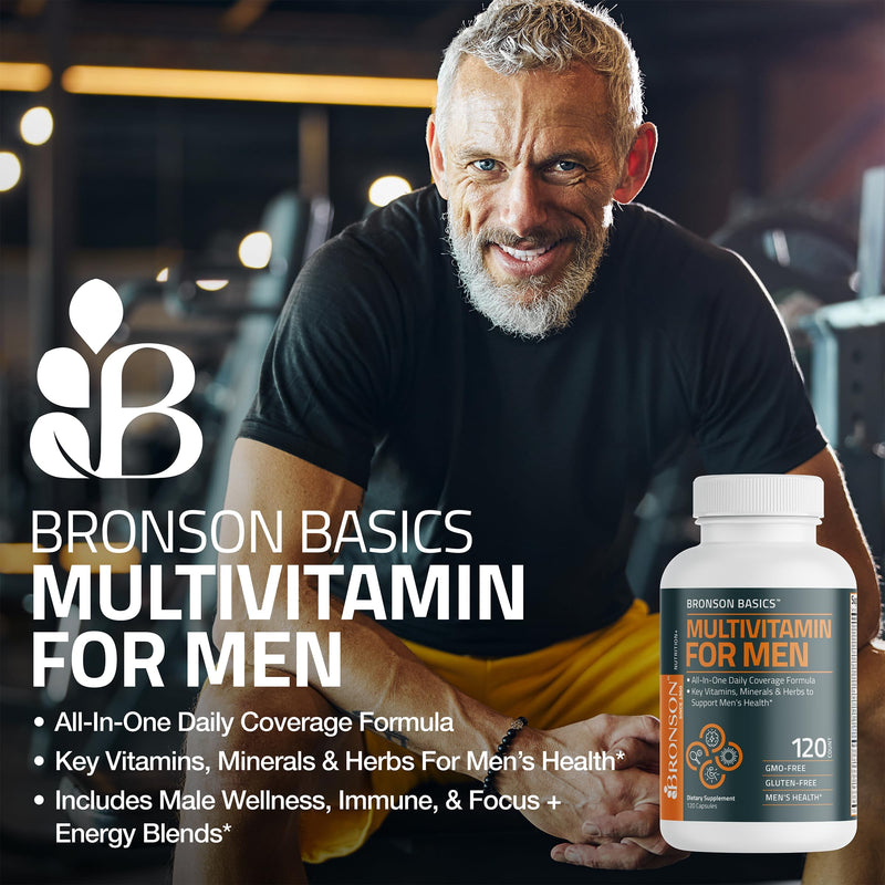 Bronson Multivitamin for Men All-in-One Daily Coverage, 60 Capsules | Once-Daily Men's Wellness Formula with Immune, Focus & Energy Support, Ashwagandha & Saw Palmetto, Non-GMO & Gluten-Free 60 Count (Pack of 1)