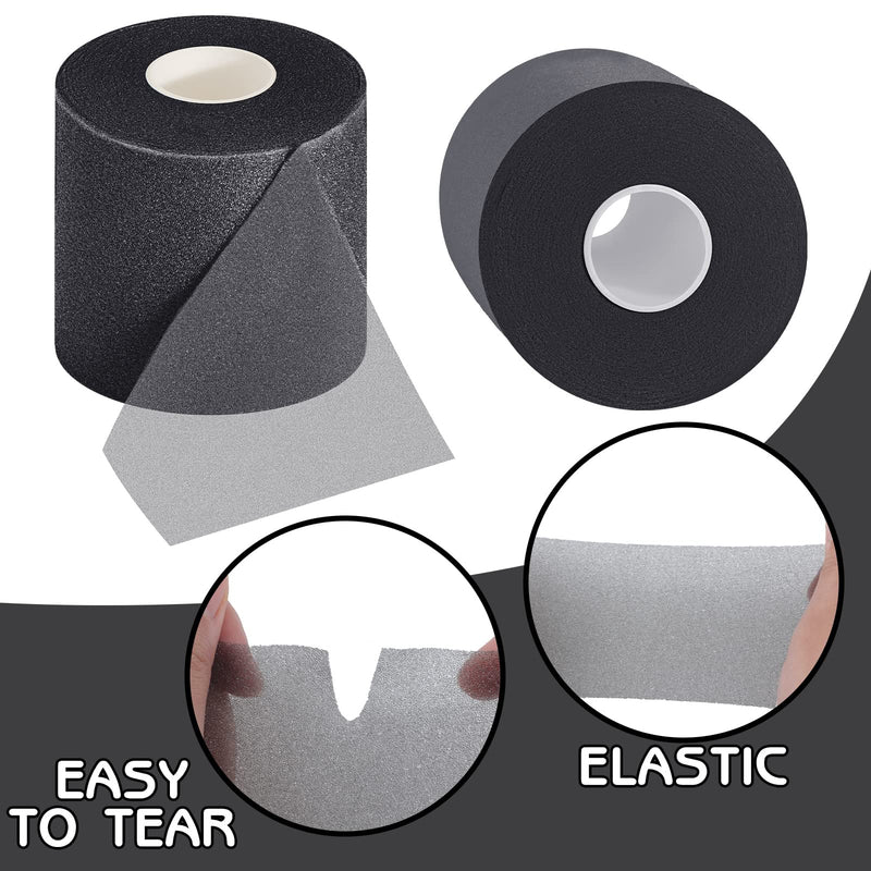 Nuanchu 12 Pcs Pre Wrap Athletic Tape, 2.75inch x 30 Yards Foam Sport Underwrap Tapes Prewrap Tape for Hair Wrists Hands Ankles Knees Women Man Hiking Running(Black) Black - BeesActive Australia