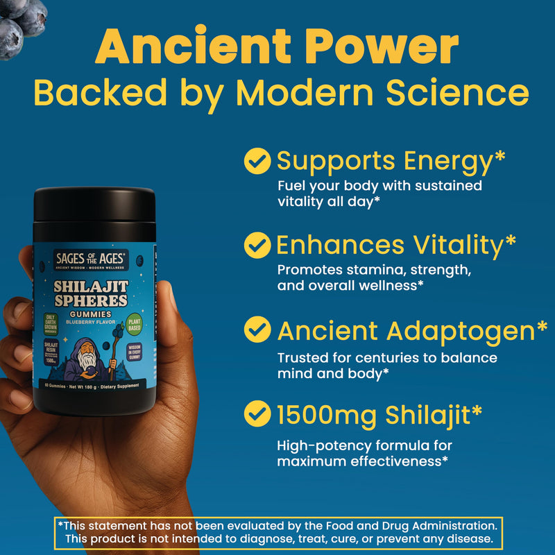 Himalayan Shilajit Gummies for Men & Women ‚Äì 1500mg per Serving ‚Äì Plant-Based, Sugar-Free, 60 Gummies ‚Äì Standardized to 50% Fulvic Acid ‚Äì Blueberry Flavor ‚Äì Vegan, Non-GMO, Gluten-Free Supplement