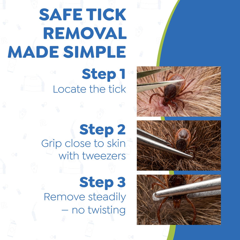 Riddy Flea and Tick Spray, 8oz, Natural Pet Treatment with Essential Oils, Non Hazardous Indoor and Outdoor Use, Includes Tick Bytes Tick Removal Tweezers Tool with Magnifier