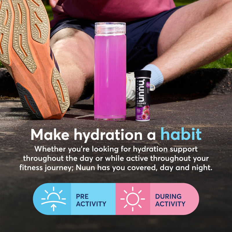 Nuun Energy Caffeine + B Vitamins Mixed Flavors, GF & Vegan, 4 Pack | 40 Servings with Caffeine from Green Tea Extract, Magnesium & 4 Other Electrolytes, Gluten Free, Vegan