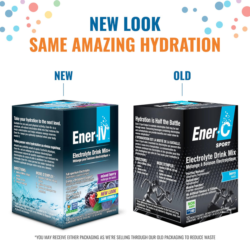 Ener-C & Ener-IV Drink Mix Pack, Immune Booster for Adults - 42 Count | Vitamin Packets for Water, Electrolytes Powder Packet, Hydration Liquid Mix, Healthy Energy, Low Sugar Mixed Berry & Orange Vitamin C 10.65 Ounce (Pack of 1)