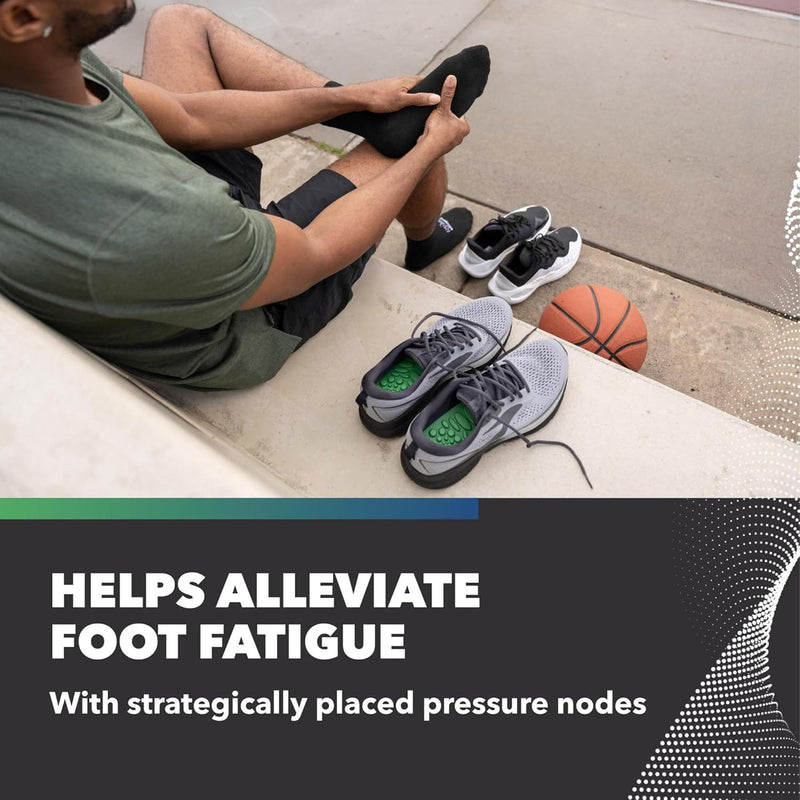 Spenco Recovery Insoles– Massage-Like Pressure Nodes for Foot Fatigue Relief, Multi-Density Arch Support, Full-Length Cushioning, Breathable & Slim Fit, Men's 12-13.5/Women's 13-14.5 Green