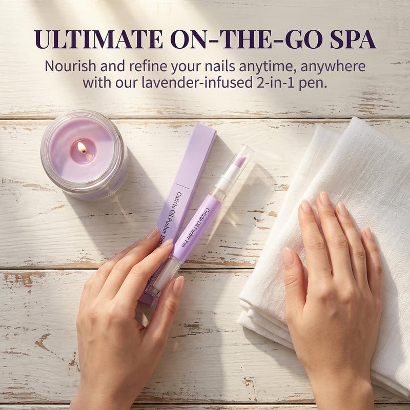 4-in-1 Cuticle Oil Pusher Pen, 2026 New Cuticle Pusher Oil Pen Nail Cuticle Pen Applicator, Cuticles Remover Pens for Dry Damaged Nails, Hangnails, Moisturize Strengthen Brighten (1 Pink+1 Purple) 1 Pink+1 Purple