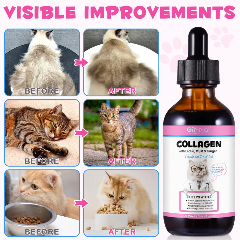 Frovetani Skin and Coat Supplement for Cats, Collagen for Dogs, Liquid Collagen Boost for Cats, Itch Relief for Cats with Allergies, with Biotin, Support Joints, Skin, Bone & Immune System 4fl.oz 2 Packs - PawsPlanet Australia
